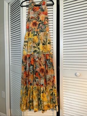 PILCRO yellow printed long dress